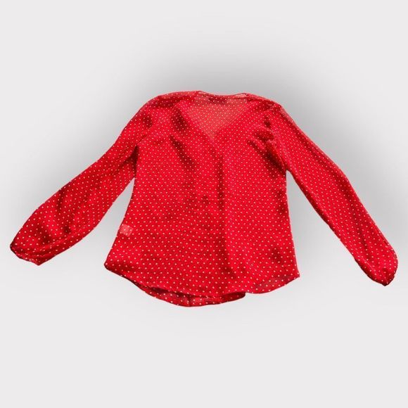 ANA Red Star Print Sheer Blouse Size Small - Picture 6 of 11